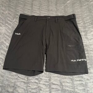 Huk Fishing Shorts Mens XXXL Black Performance Cargo Mesh Vents Waypoint AN255